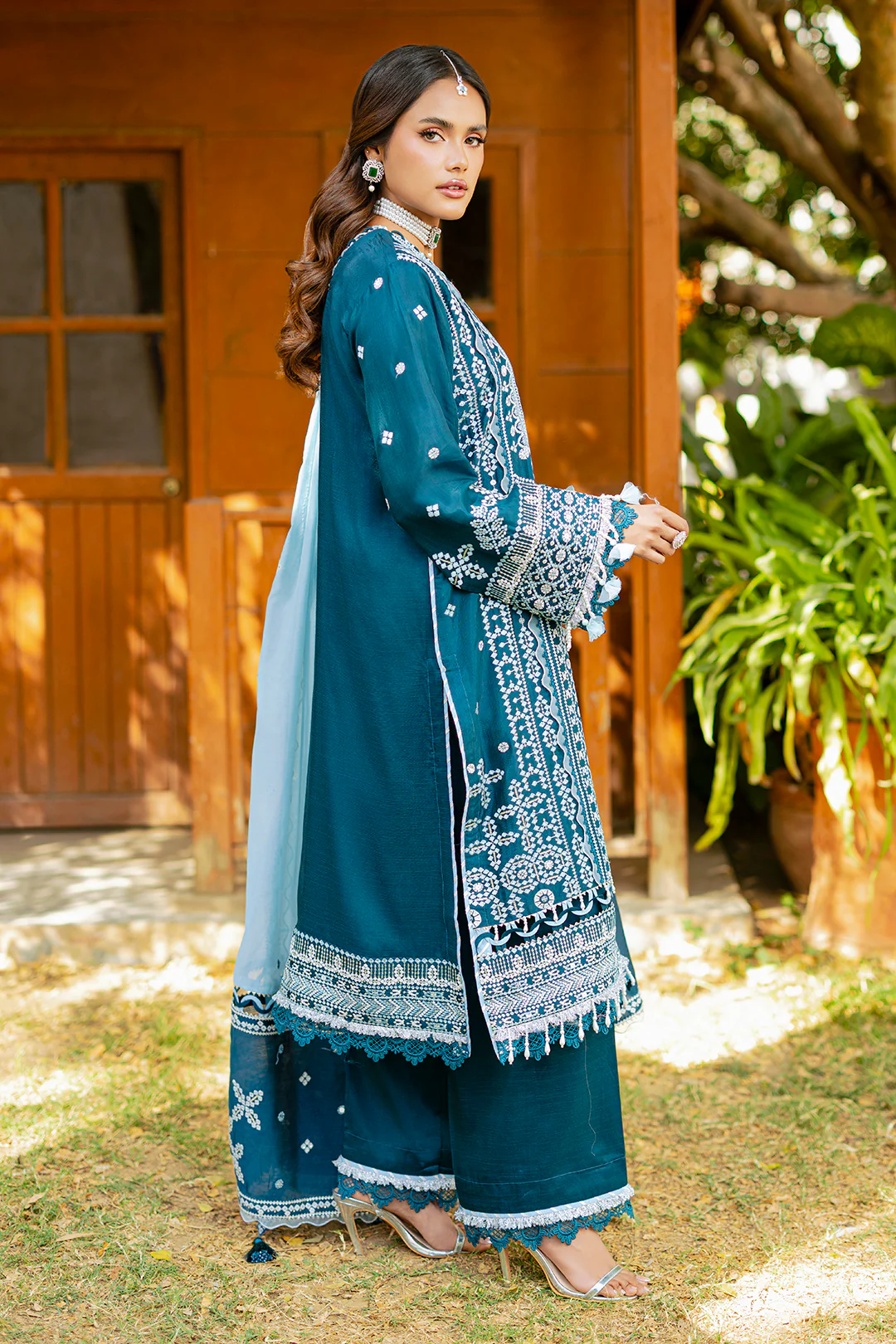 Embroidered Shirt Shalwar Dupatta - 4214 - Image 10