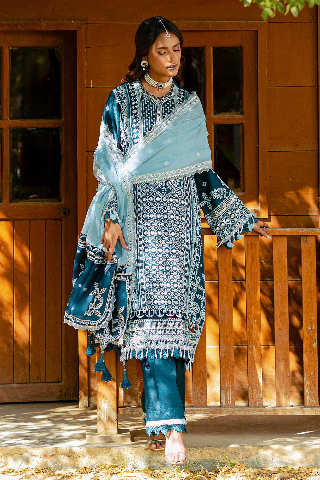 Embroidered Shirt Shalwar Dupatta - 4214 - Image 3