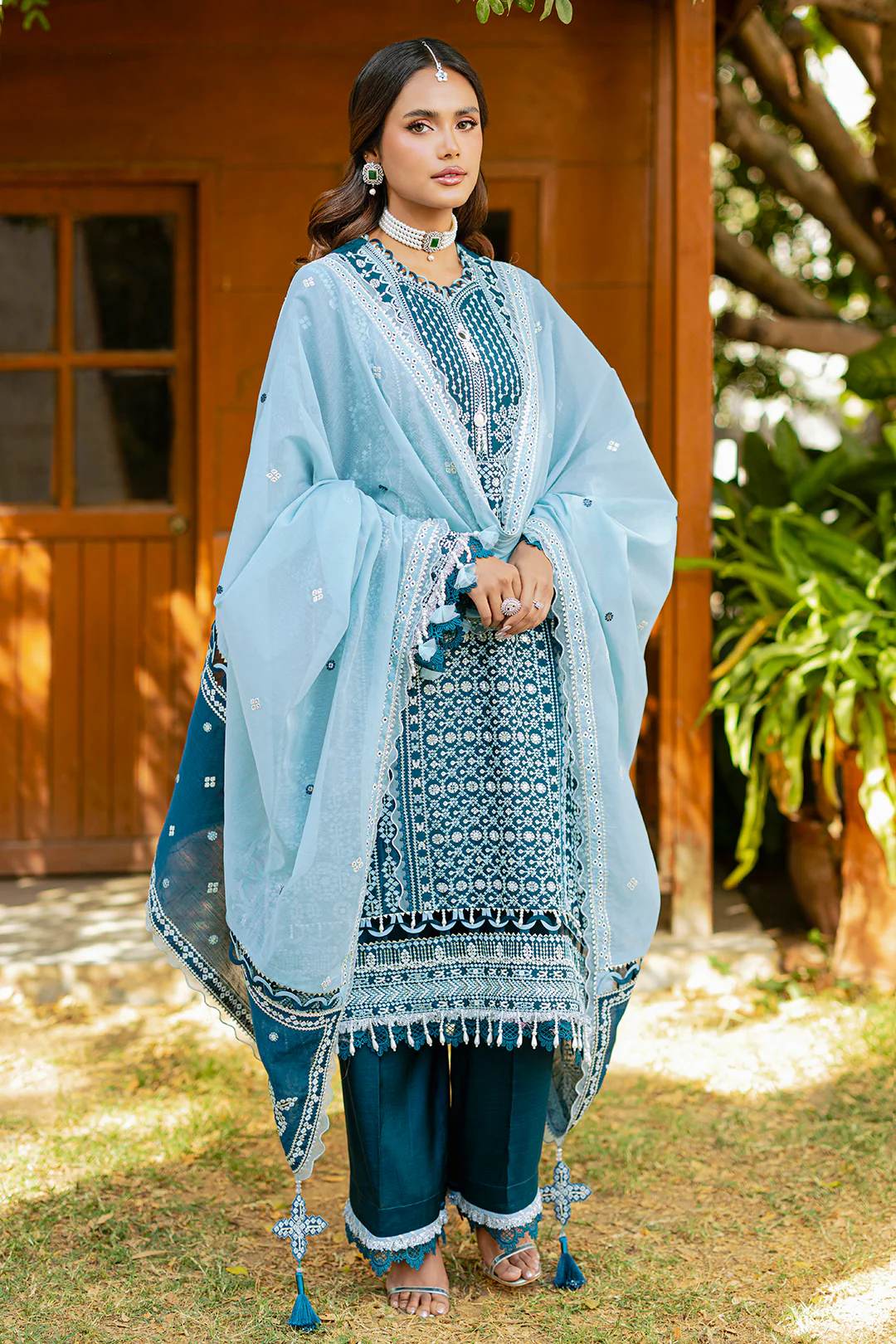 Embroidered Shirt Shalwar Dupatta - 4214 - Image 5