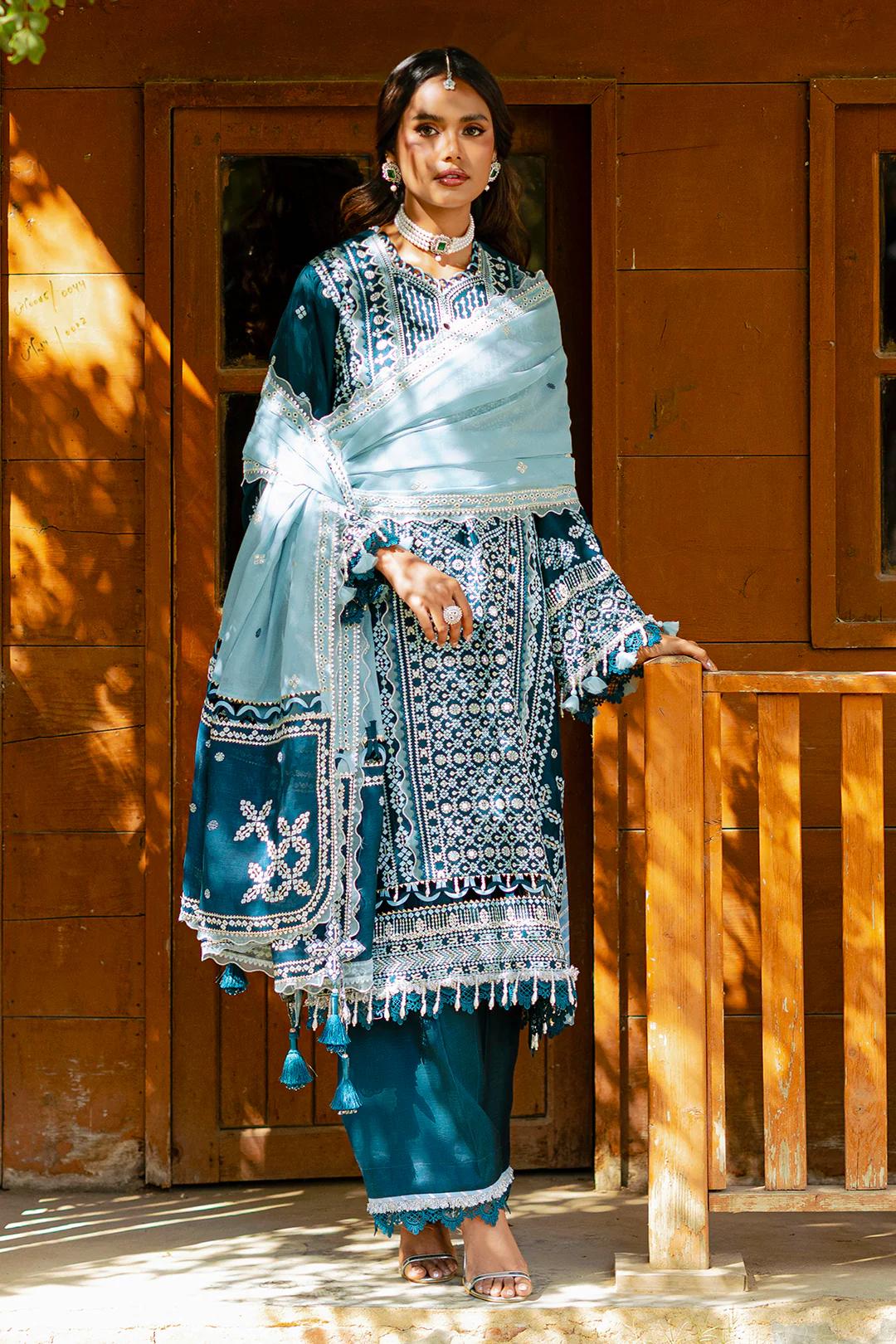 Embroidered Shirt Shalwar Dupatta - 4214 - Image 6