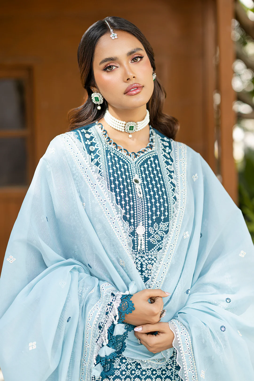 Embroidered Shirt Shalwar Dupatta - 4214 - Image 7