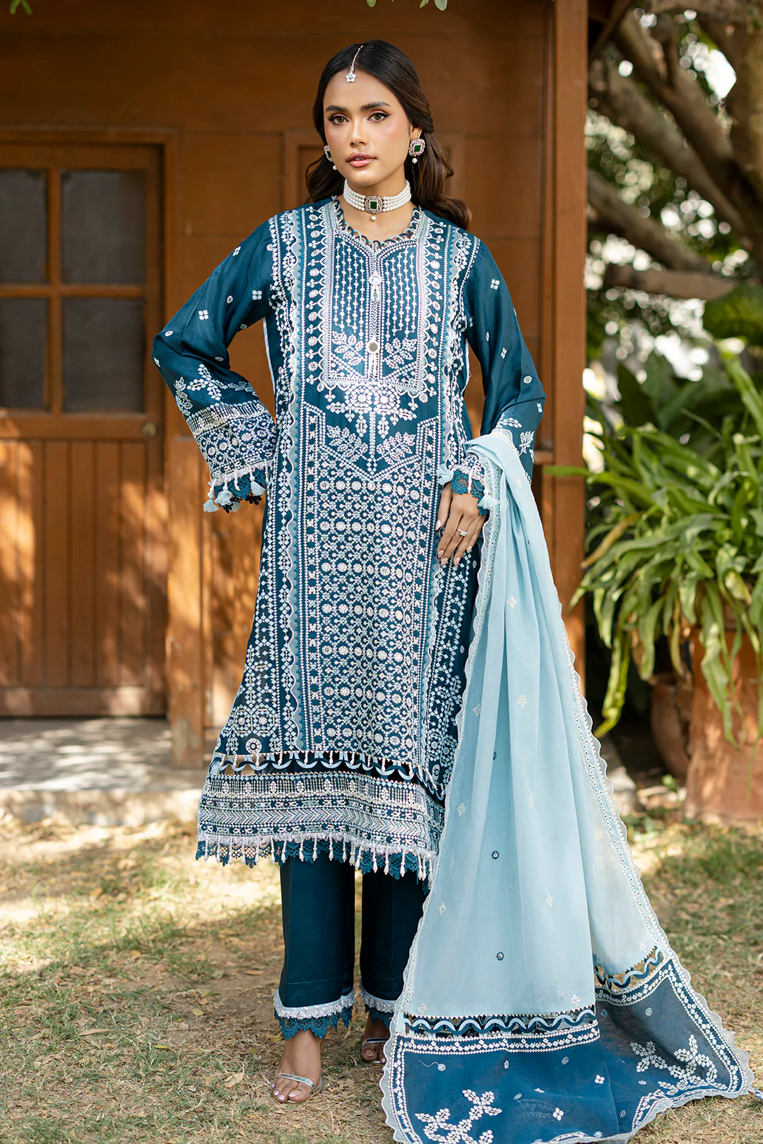 Embroidered Shirt Shalwar Dupatta - 4214 - Image 8