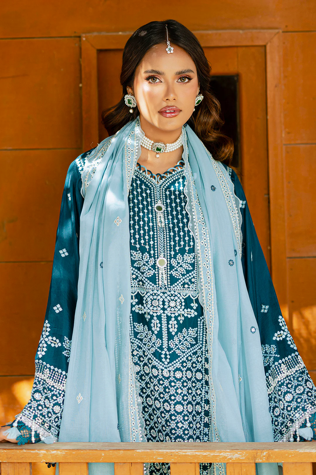 Embroidered Shirt Shalwar Dupatta - 4214 - Image 9