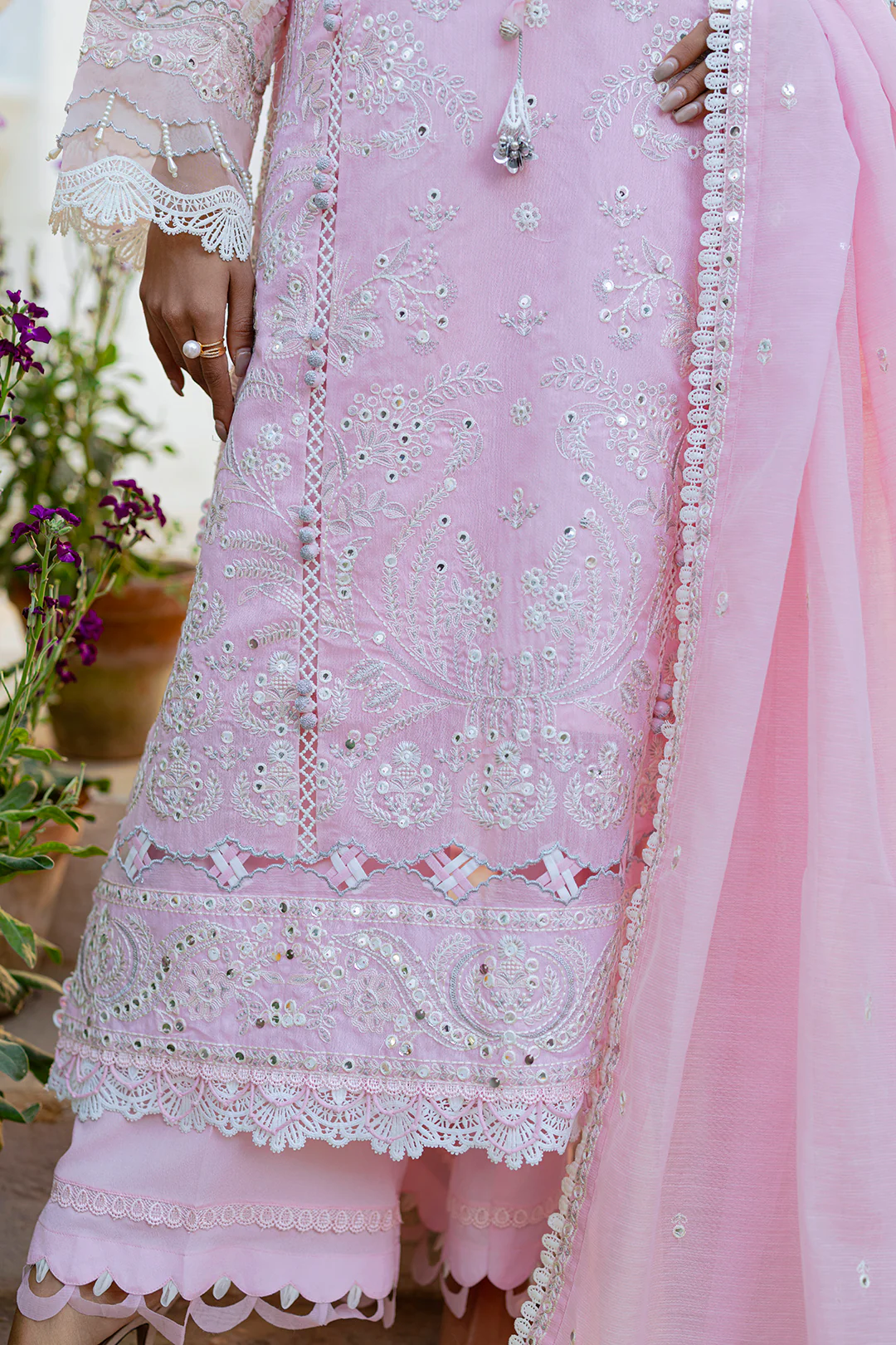 Embroidered Shirt Shalwar Dupatta - 4215 - Image 9
