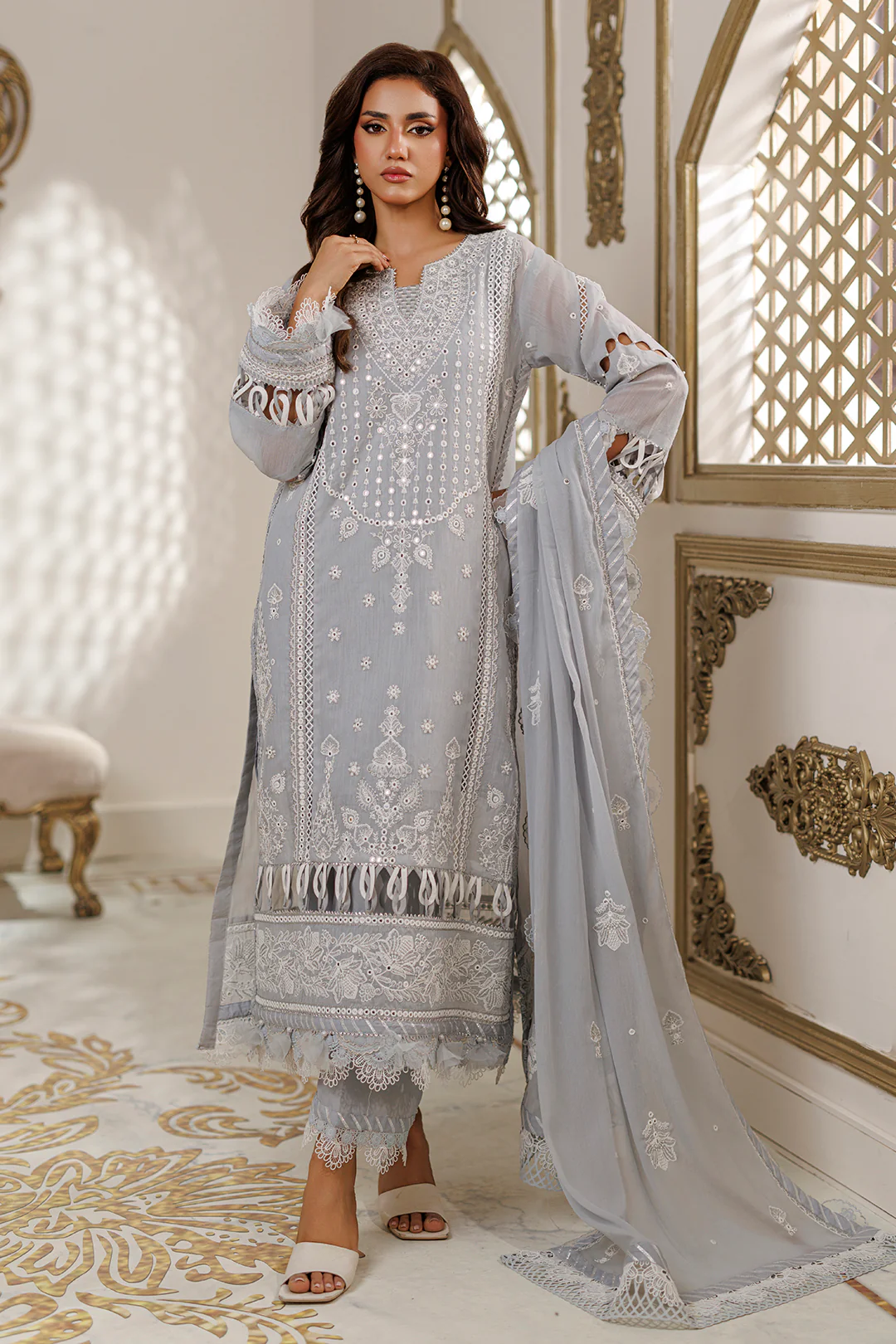 Embroidered Shirt Shalwar Dupatta - 4226 - Image 3