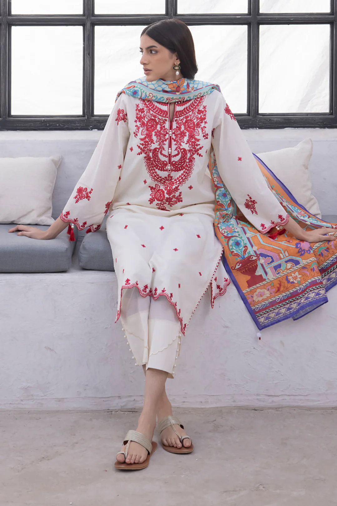 Embroidered Shirt Shalwar Dupatta - 1129 - Image 3