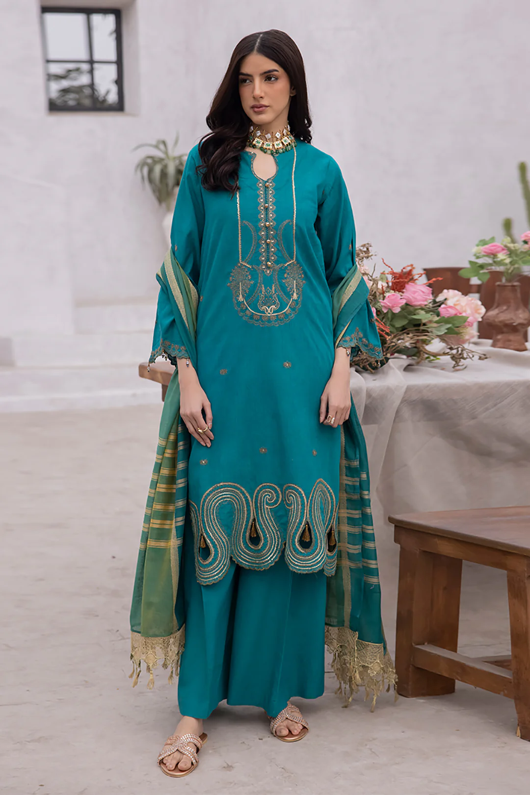 Embroidered Shirt Shalwar Dupatta - 1133 - Image 2