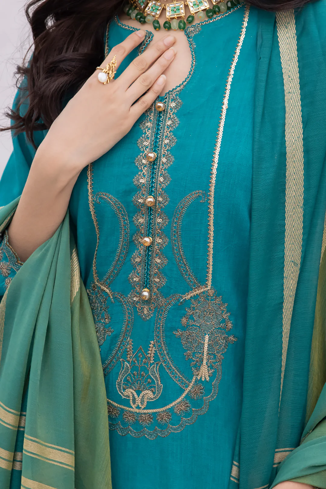 Embroidered Shirt Shalwar Dupatta - 1133 - Image 4