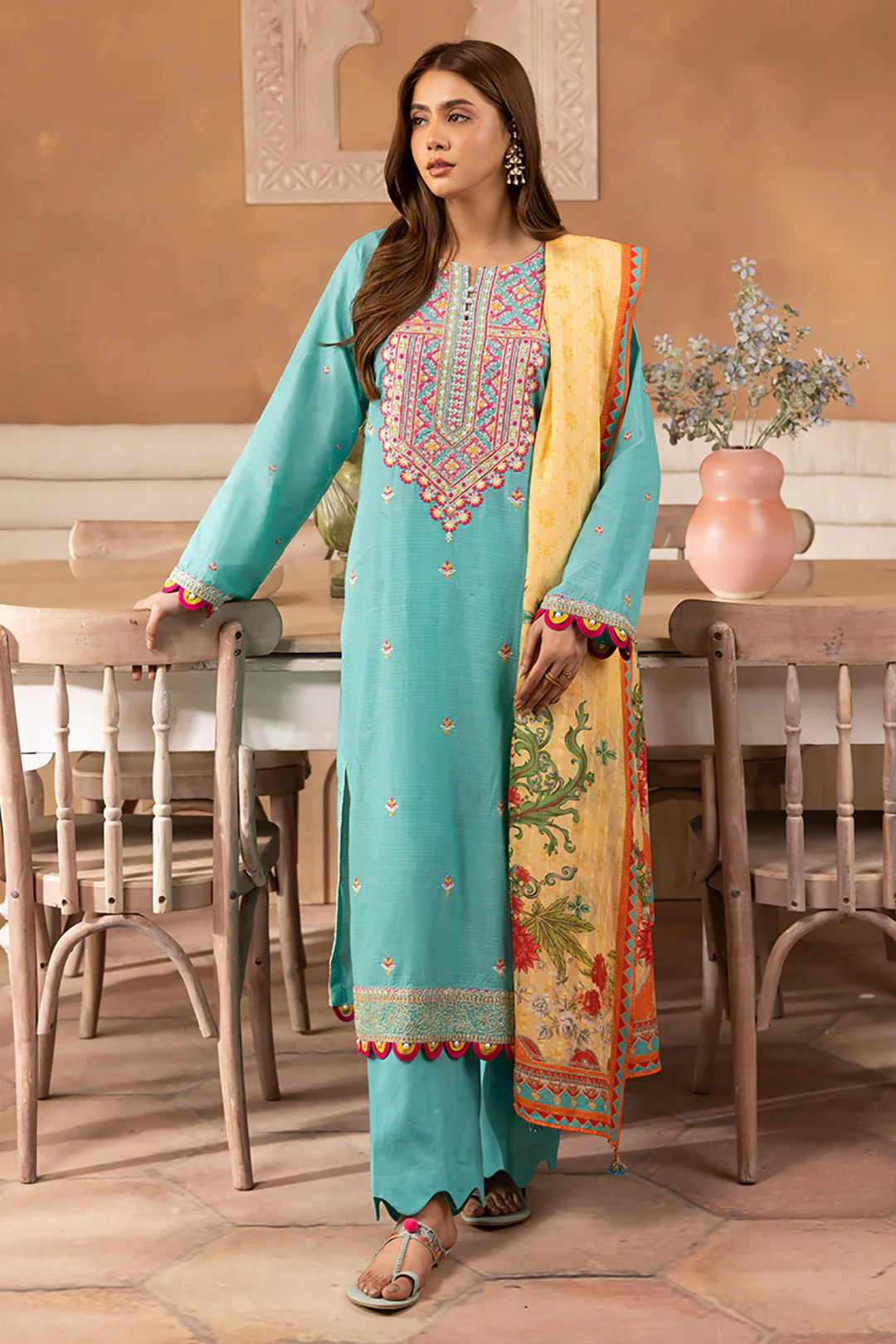 Embroidered Shirt Shalwar Dupatta - 1146 - Image 3