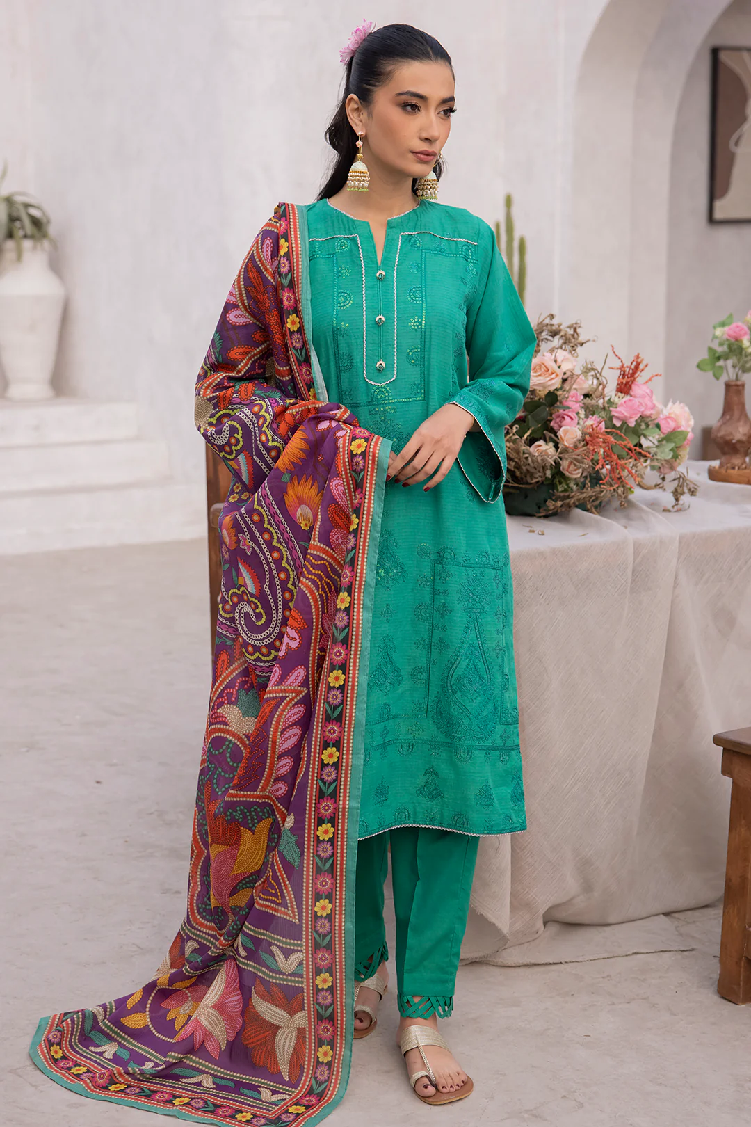 Embroidered Shirt Shalwar Dupatta - 1148 - Image 4