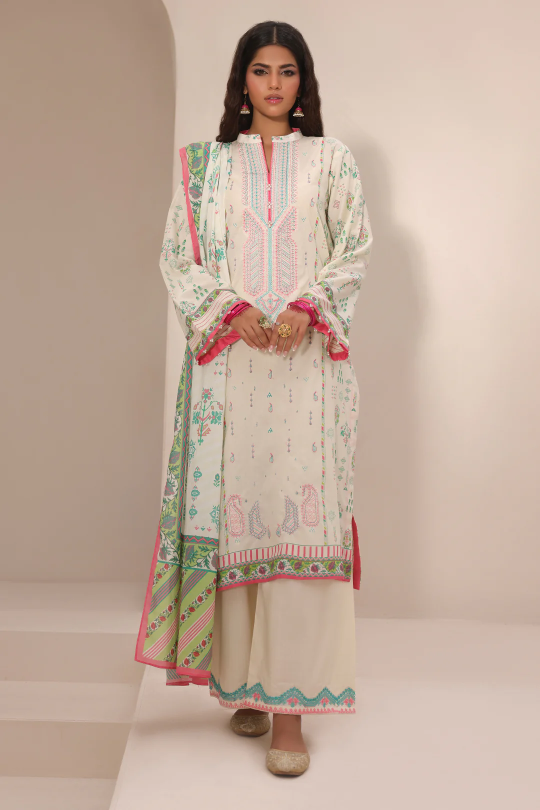 Embroidered Shirt Shalwar Dupatta - 1254 - Image 3