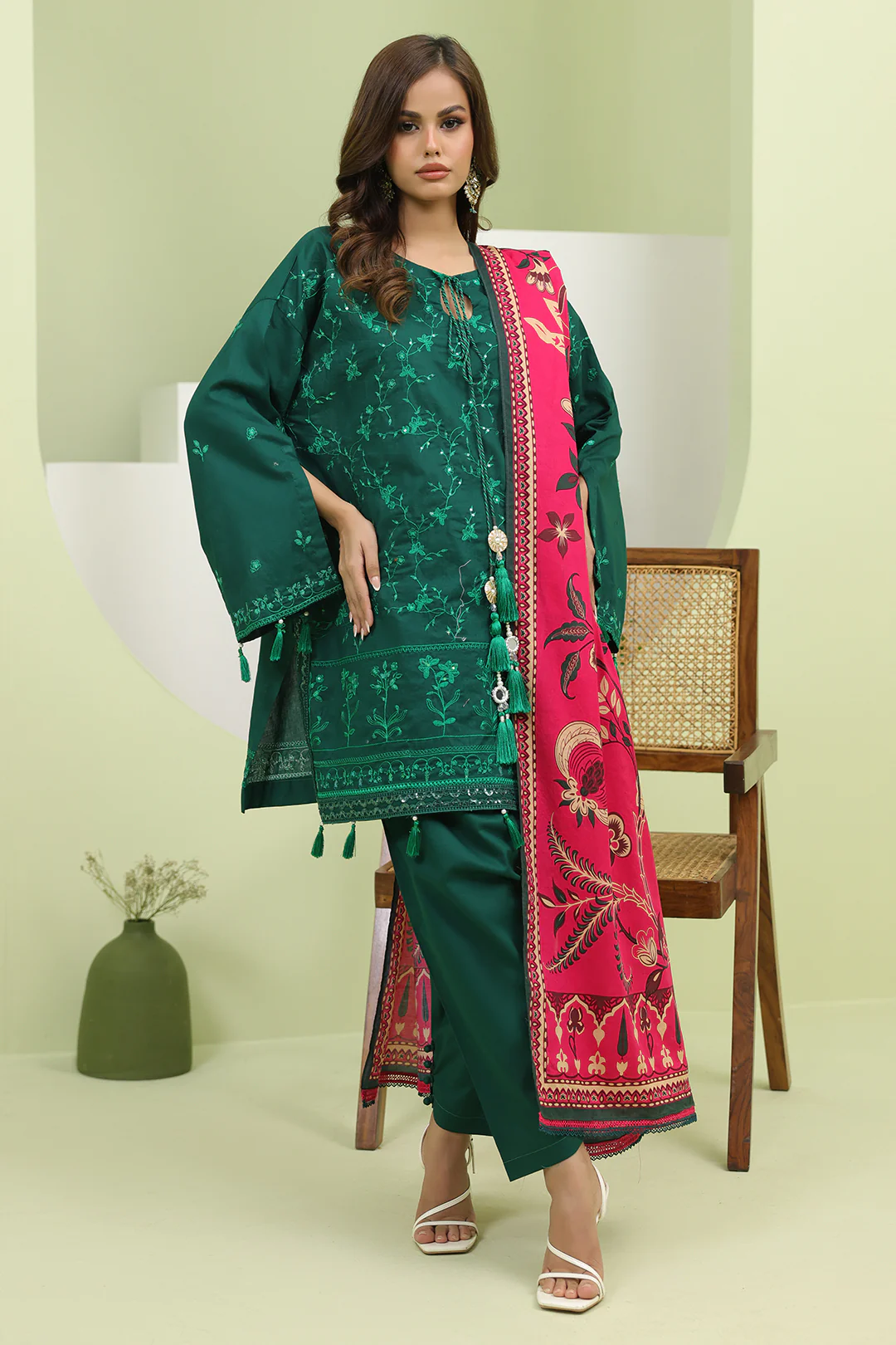 Embroidered Shirt Shalwar Dupatta - 1264 - Image 2