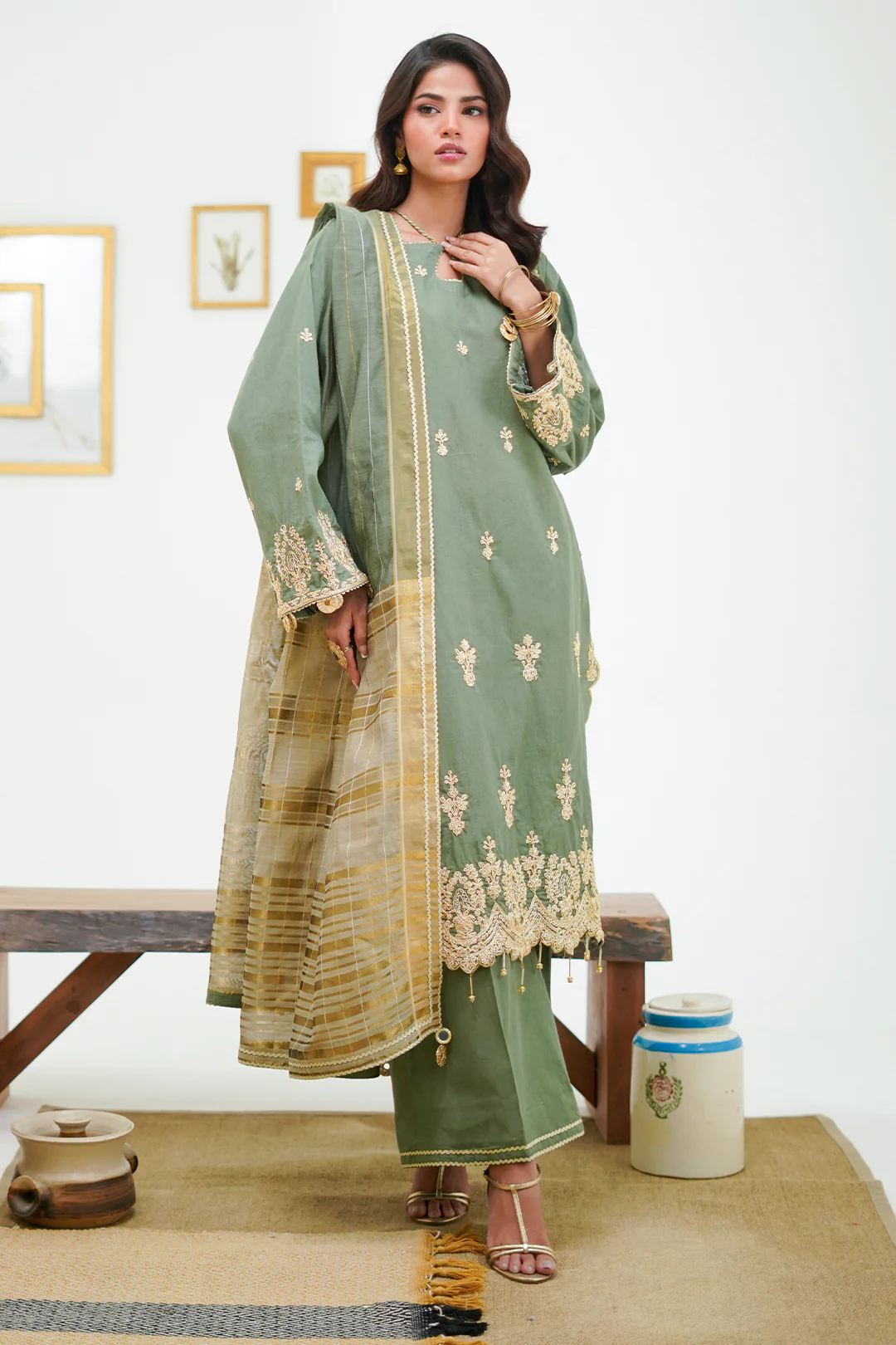 Embroidered Shirt Shalwar Dupatta - 1284 - Image 2