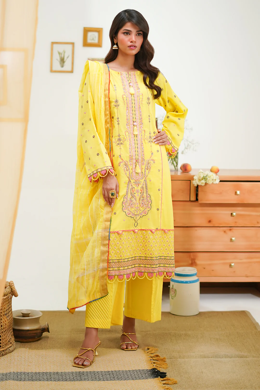 Embroidered Shirt Shalwar Dupatta - 1285 - Image 2