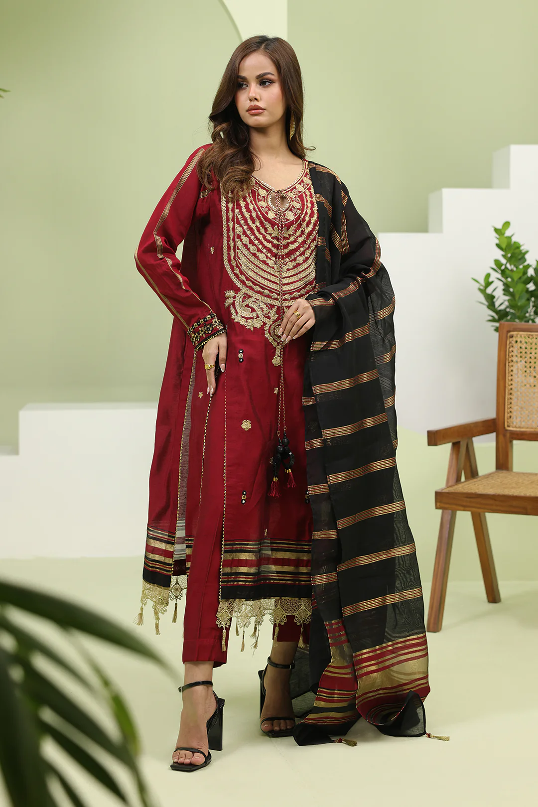 Embroidered Shirt Shalwar Dupatta - 1294 - Image 2