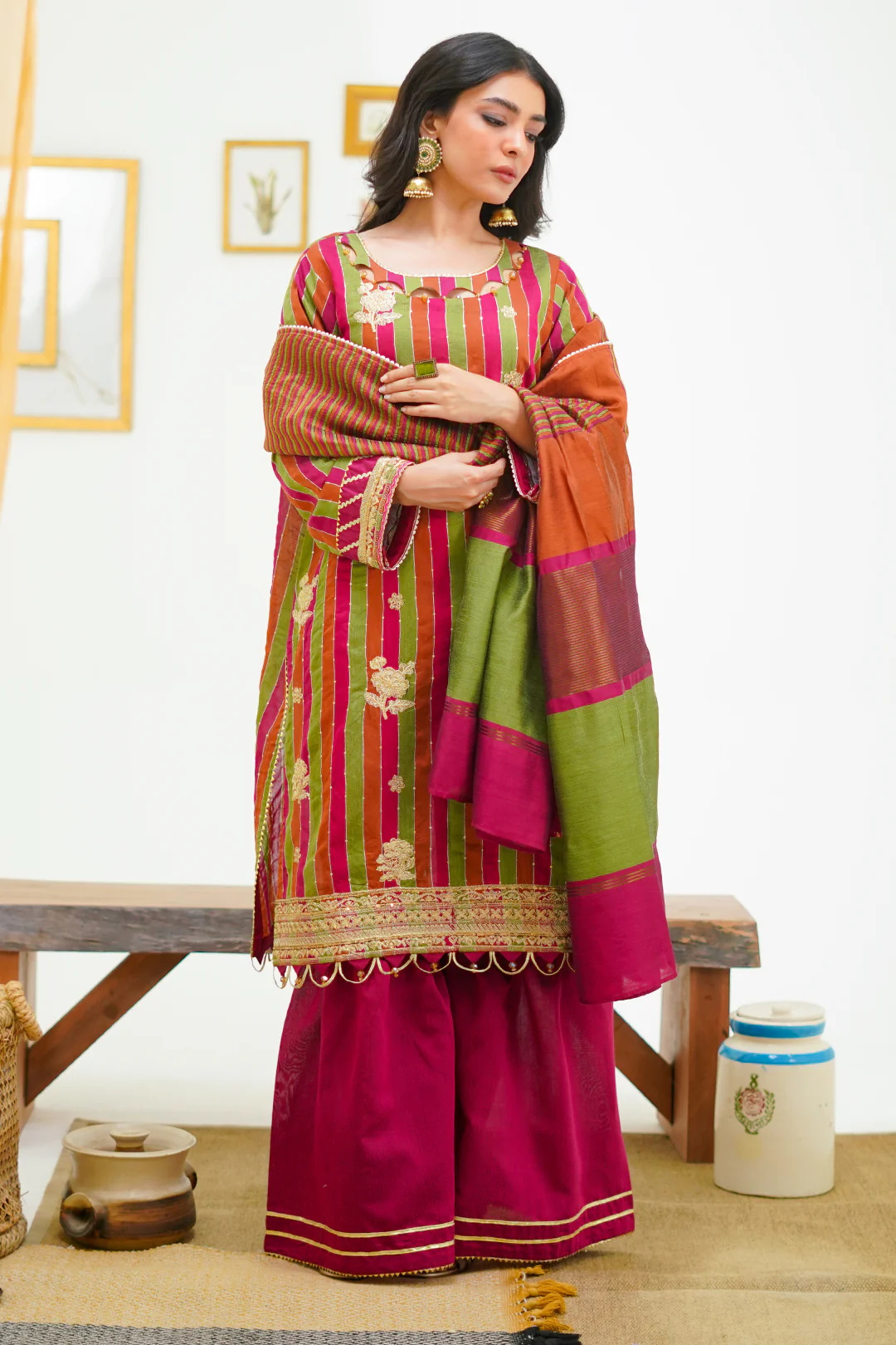 Embroidered Shirt Shalwar Dupatta - 1299 - Image 3