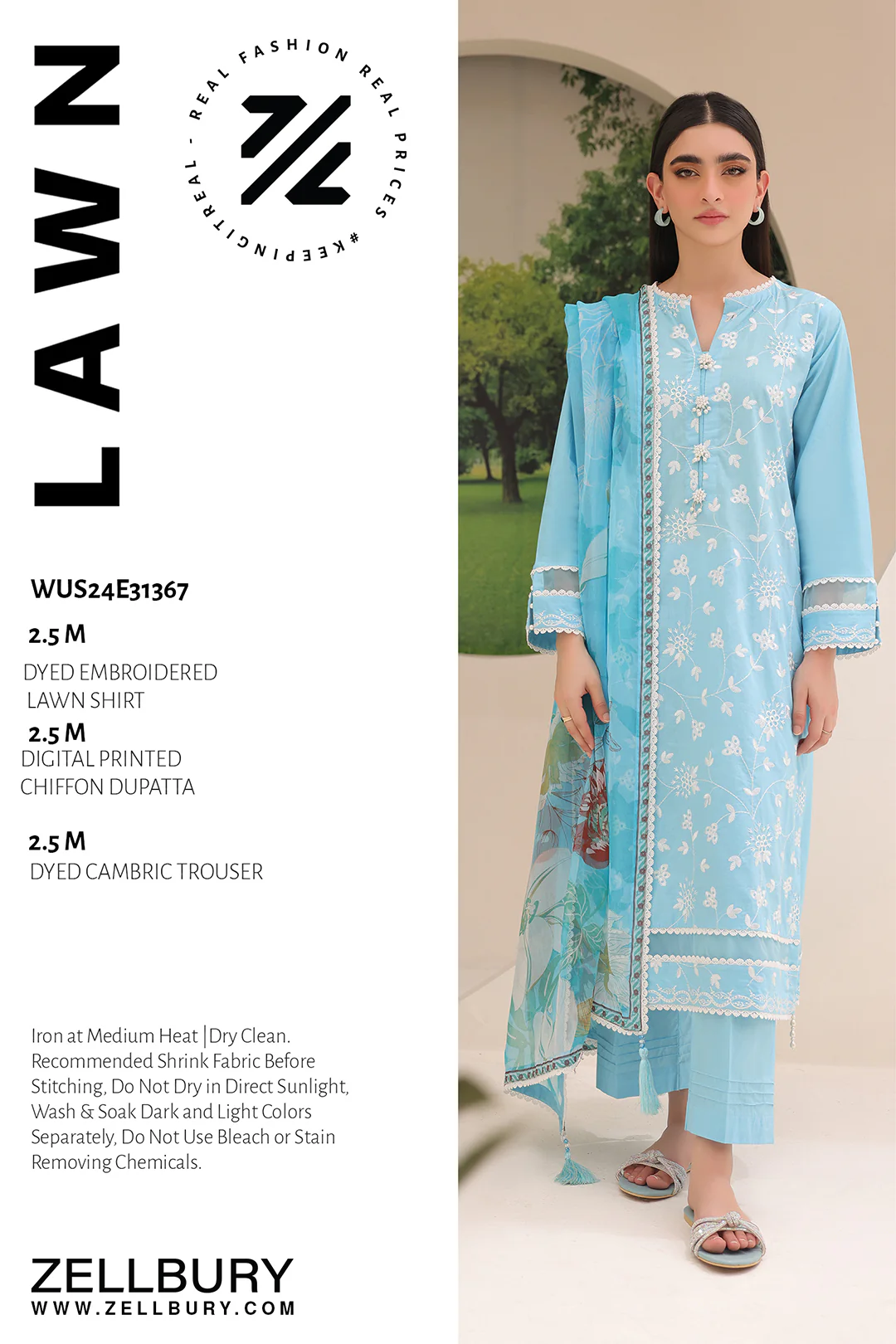 Embroidered Shirt Shalwar Dupatta - 1367 - Image 7