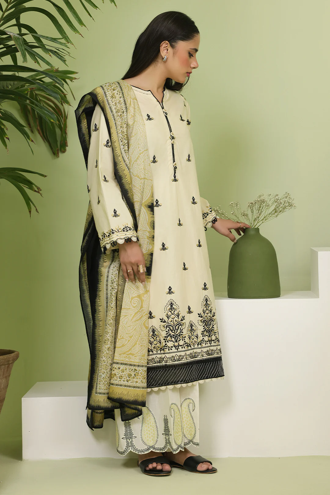 Embroidered Shirt Shalwar Dupatta - 1369 - Image 4