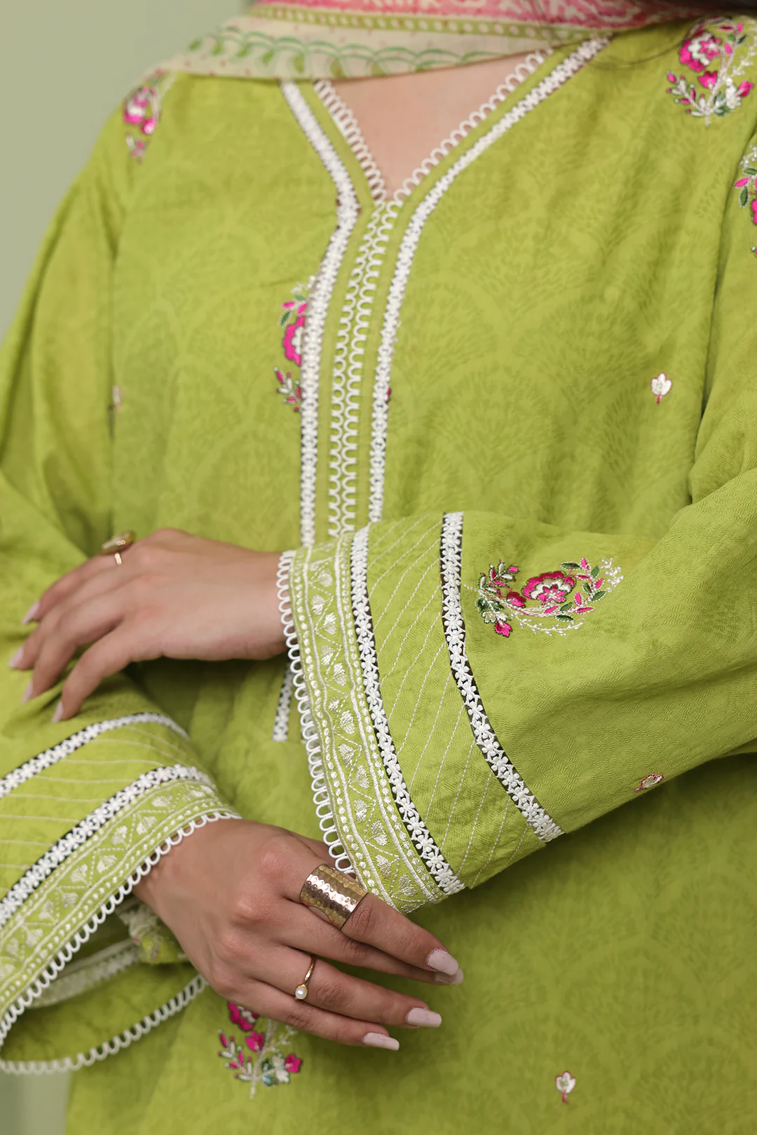 Embroidered Shirt Shalwar Dupatta - 1462 - Image 3