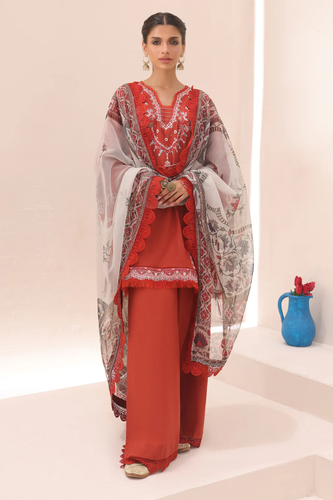 Embroidered Shirt Shalwar Dupatta - 1544 - Image 3