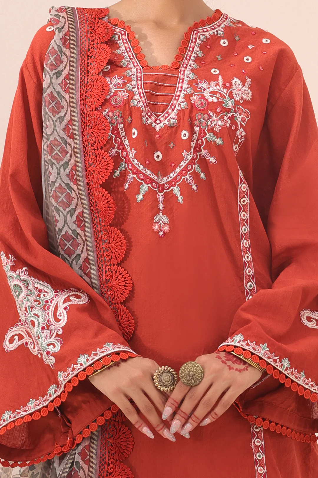 Embroidered Shirt Shalwar Dupatta - 1544 - Image 4