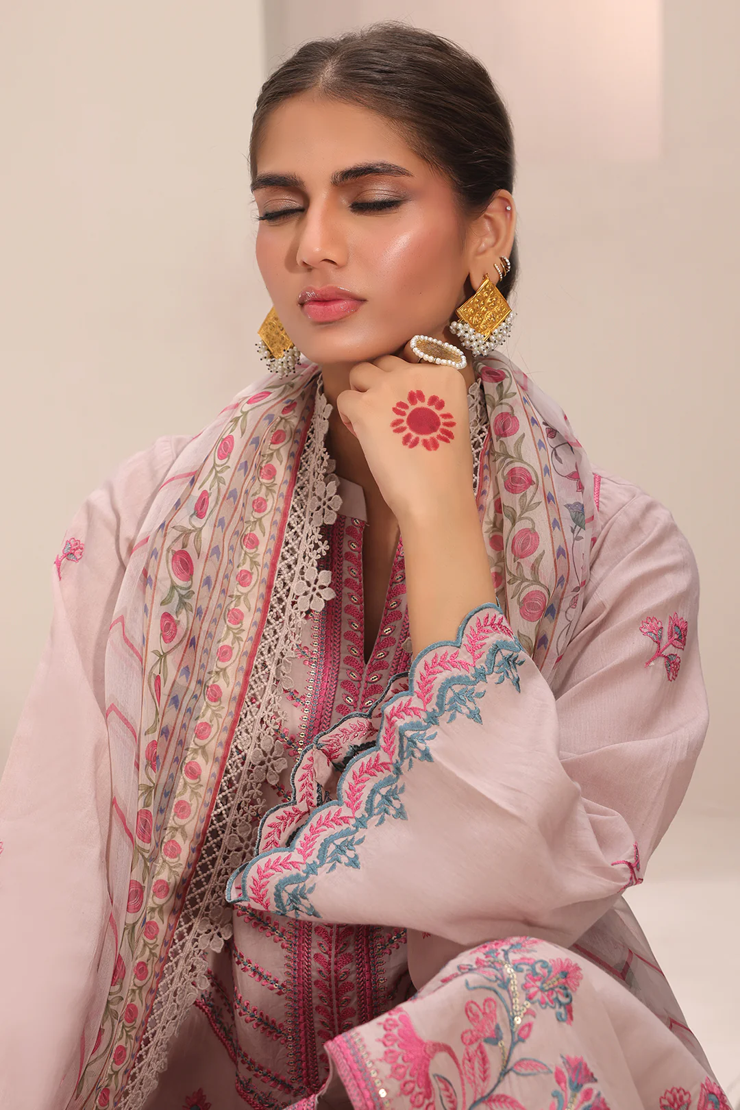 Embroidered Shirt Shalwar Dupatta - 1552 - Image 5