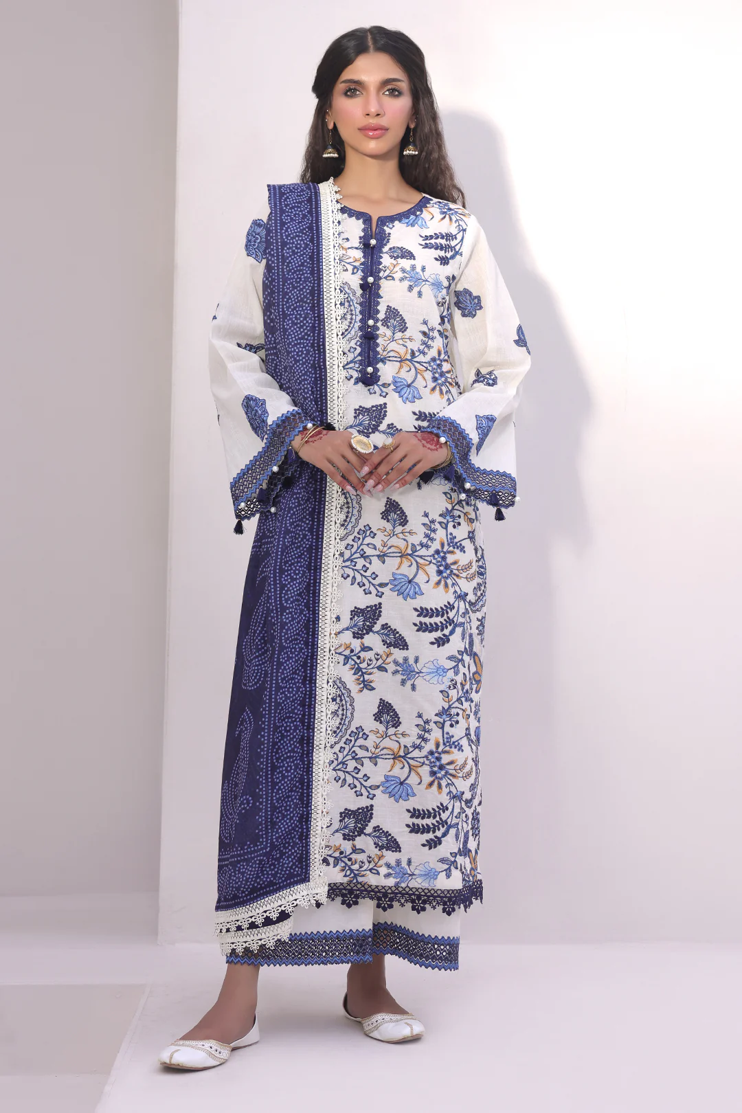Embroidered Shirt Shalwar Dupatta - 1554 - Image 3