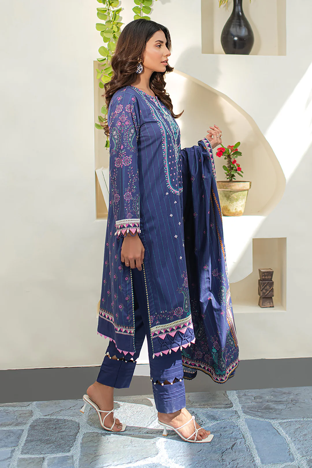 Embroidered Shirt Shalwar Dupatta - 1680 - Image 3