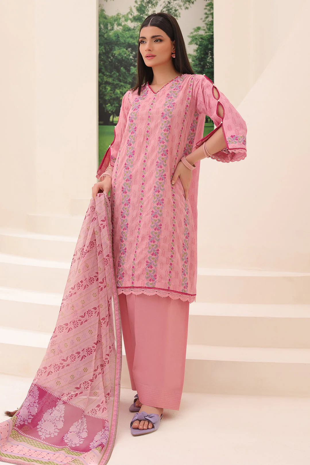 Embroidered Shirt Shalwar Dupatta - 1765 - Image 3