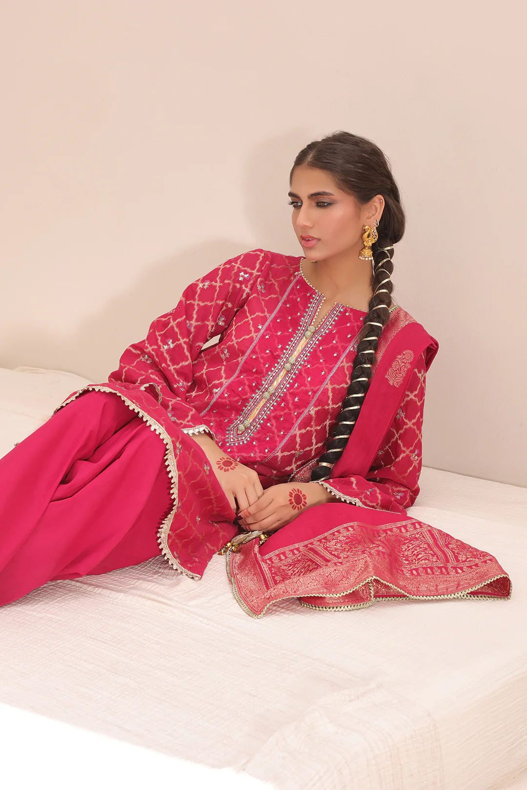 Embroidered Shirt Shalwar Dupatta - 1801 - Image 10