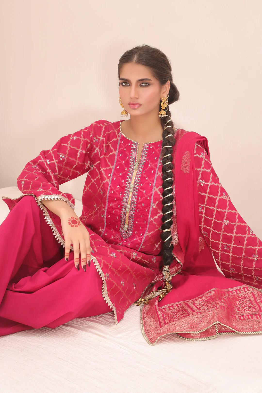 Embroidered Shirt Shalwar Dupatta - 1801 - Image 6