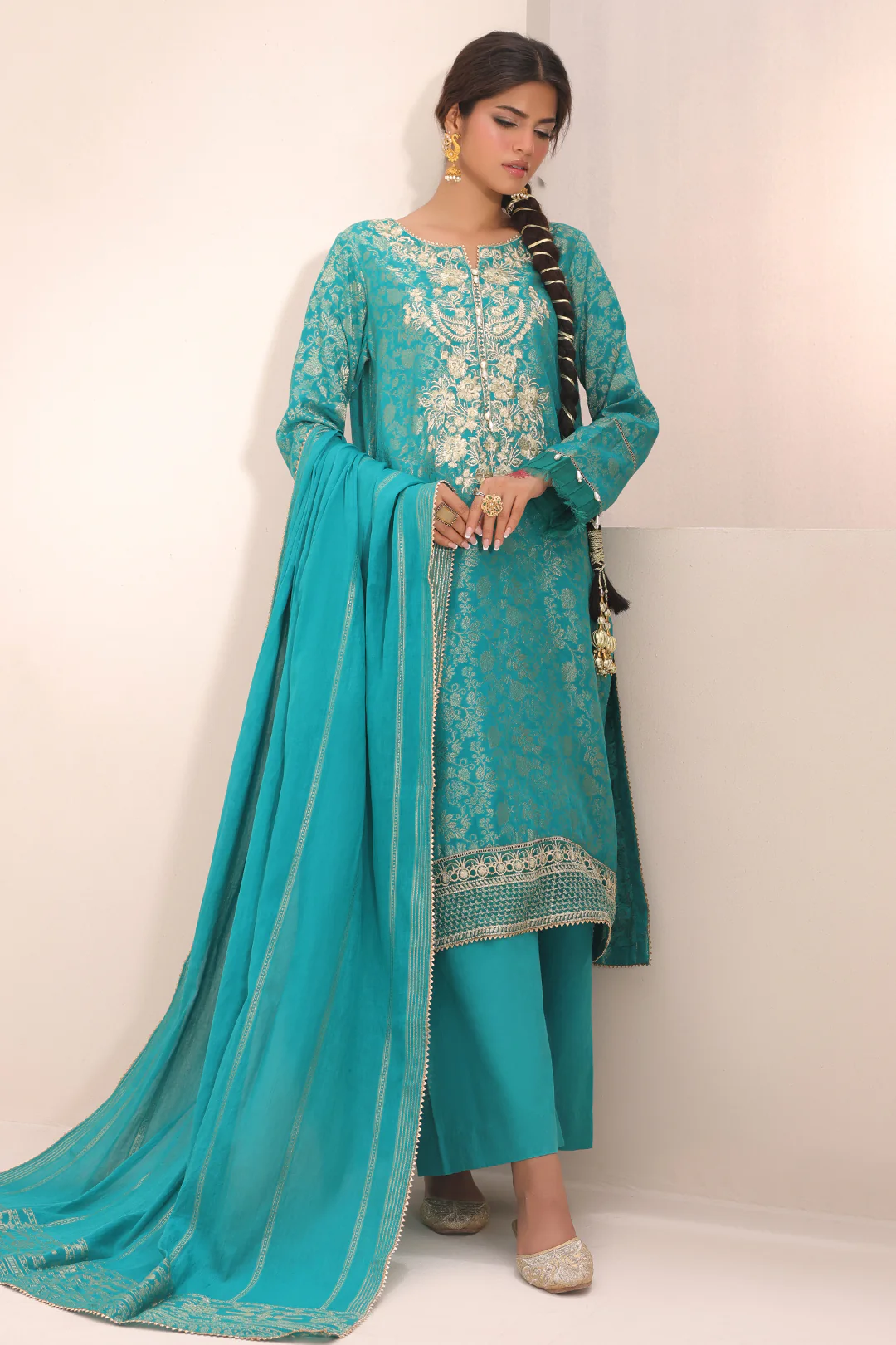 Embroidered Shirt Shalwar Dupatta - 1802 - Image 6