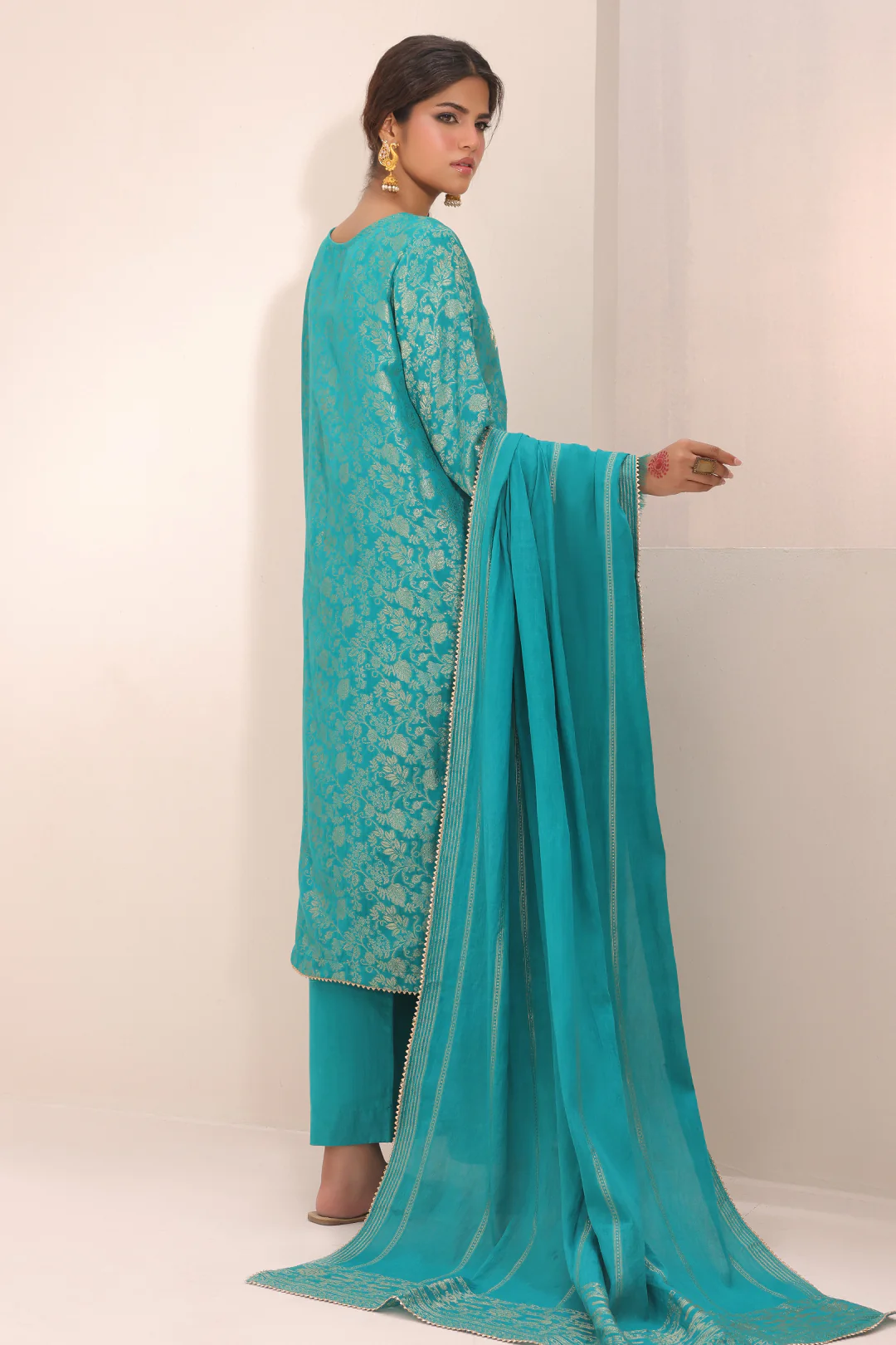 Embroidered Shirt Shalwar Dupatta - 1802 - Image 7