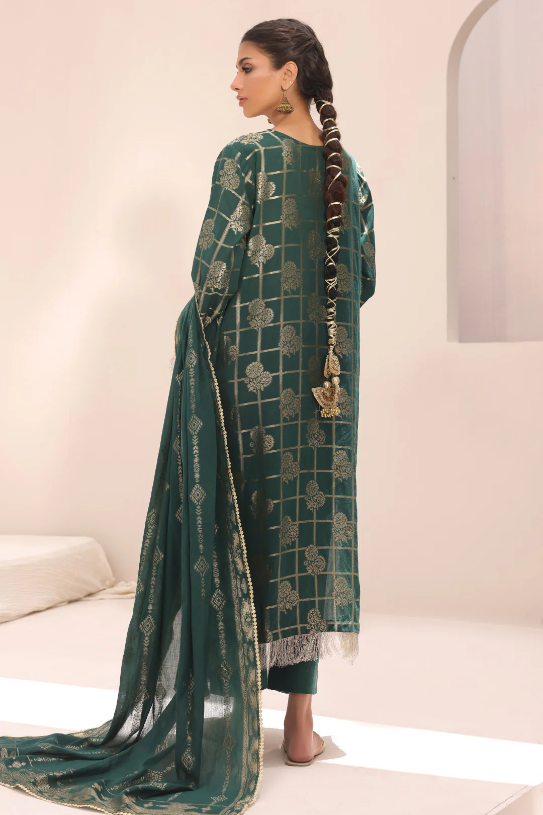 Embroidered Shirt Shalwar Dupatta - 1805 - Image 7