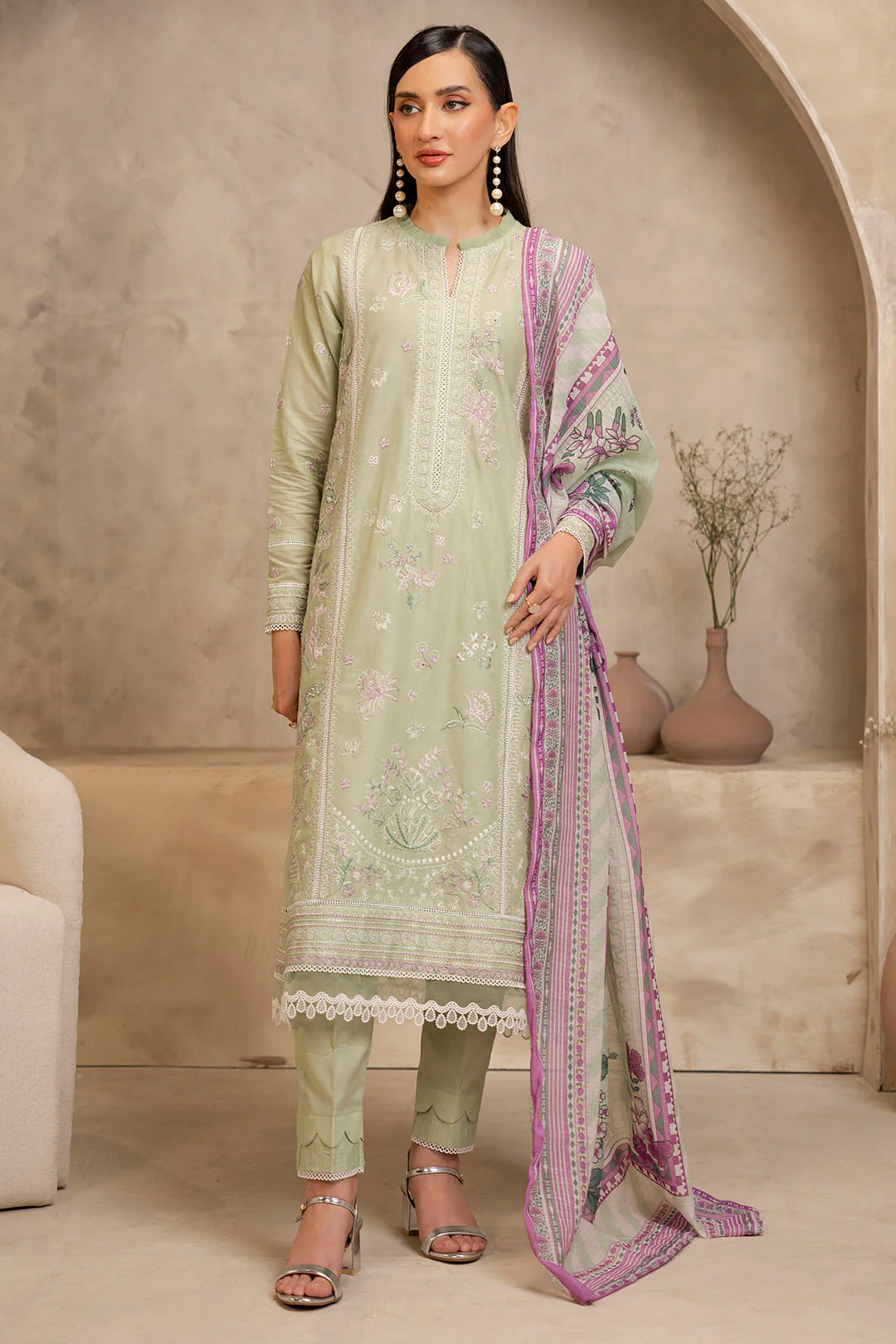 Embroidered Shirt Shalwar Dupatta - 0078 - Image 2