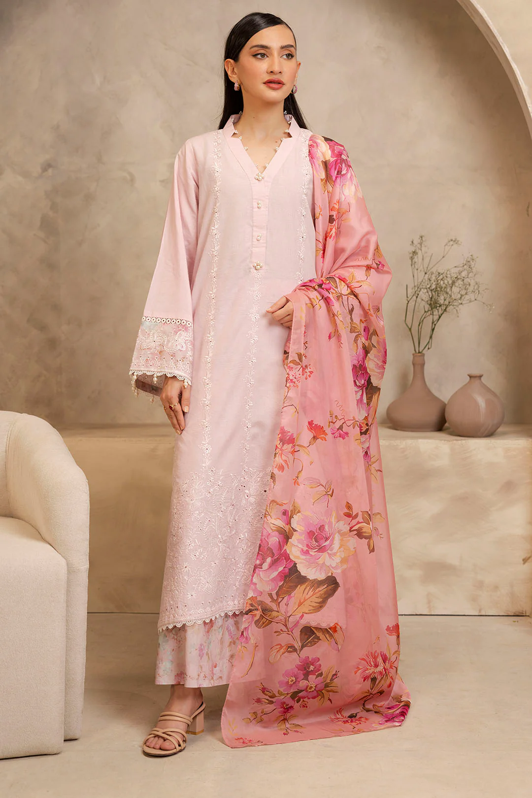 Embroidered Shirt Shalwar Dupatta - 0079 - Image 2