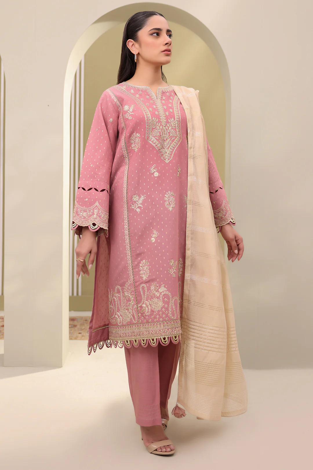 Embroidered Shirt Shalwar Dupatta - 0080 - Image 4