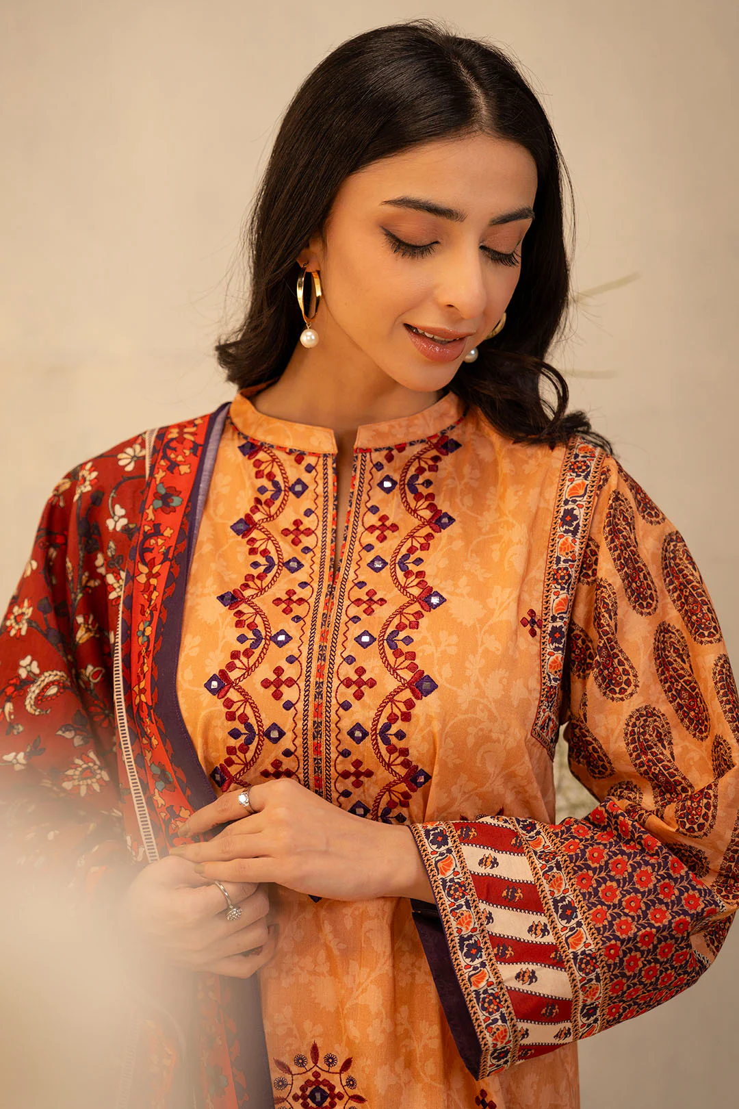 Embroidered Shirt Shalwar Dupatta - 0136 - Image 3