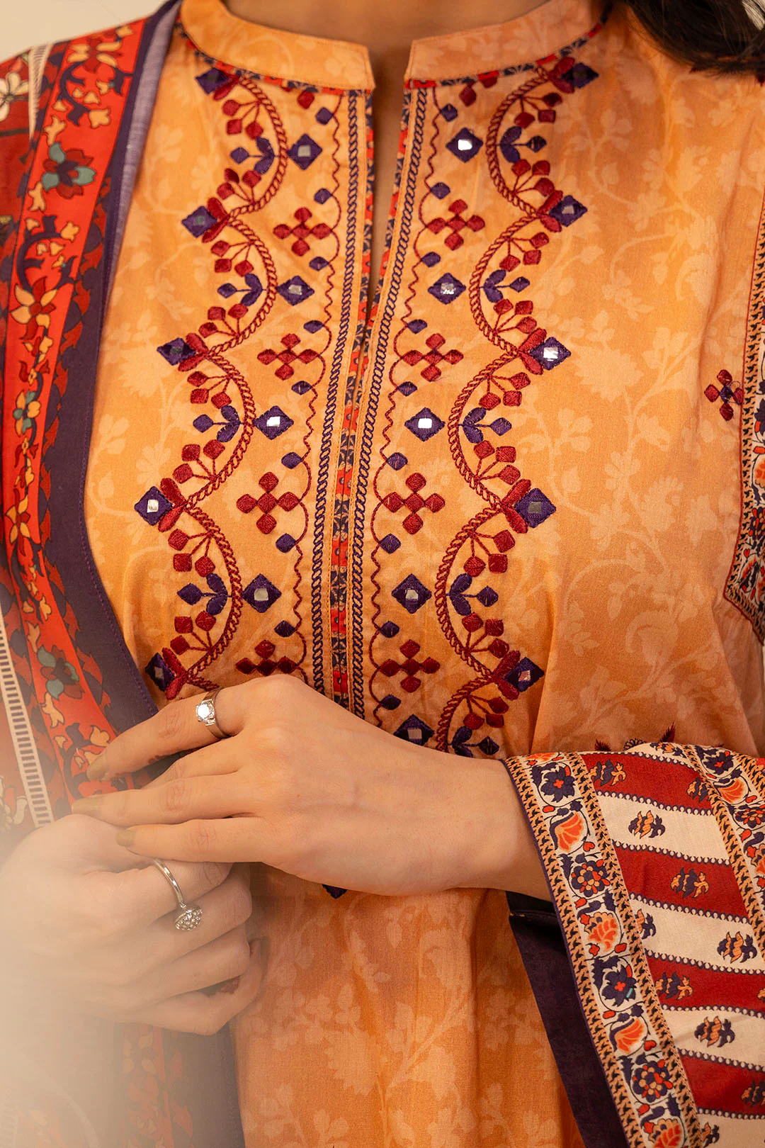 Embroidered Shirt Shalwar Dupatta - 0136 - Image 5