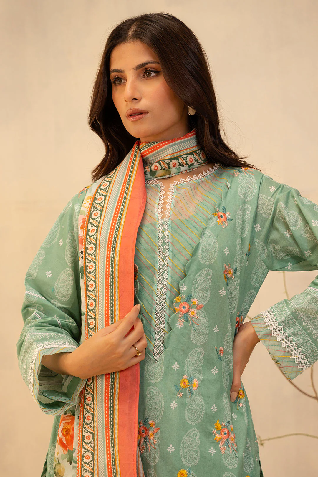Embroidered Shirt Shalwar Dupatta - 0138 - Image 2