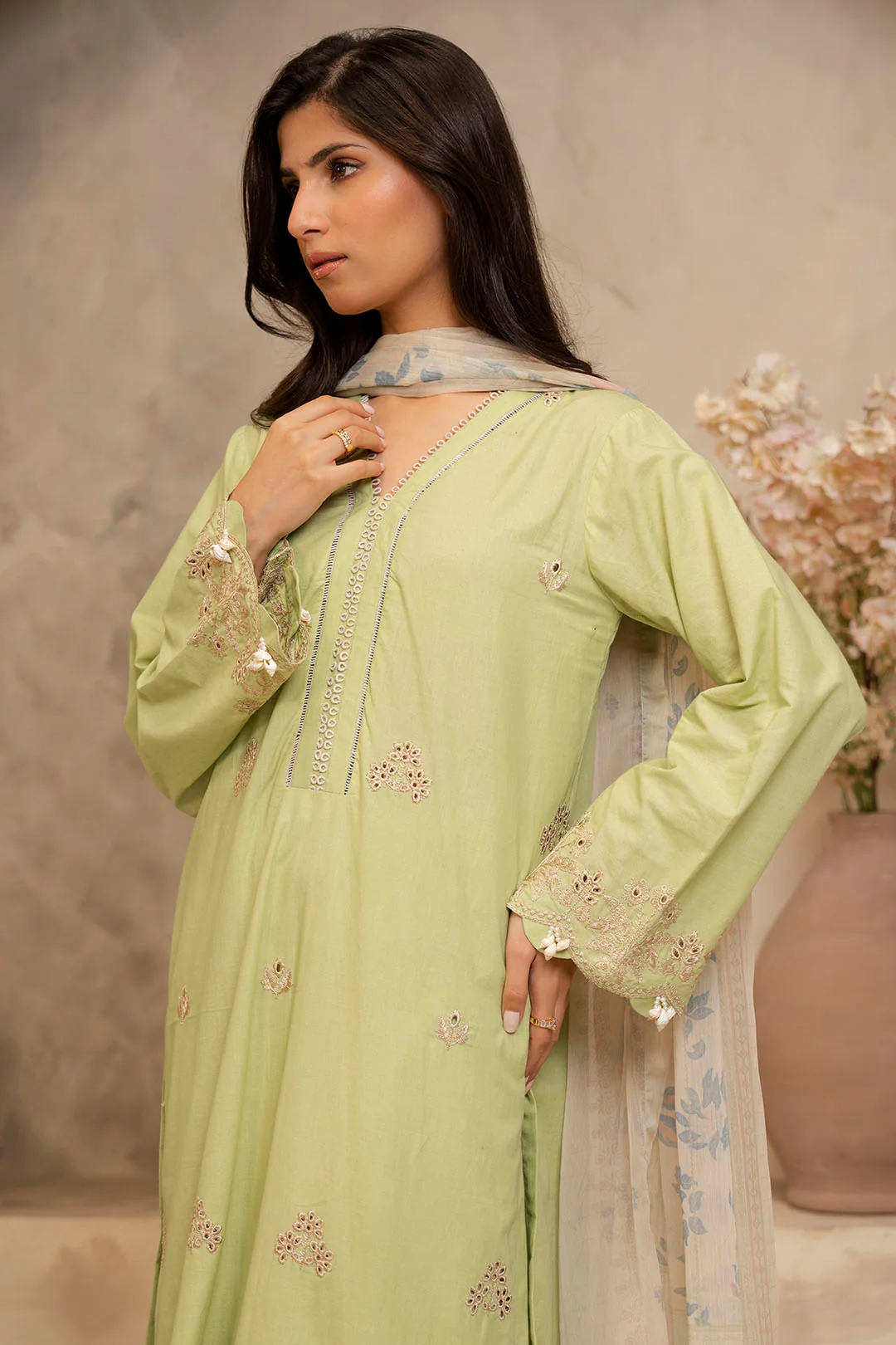 Embroidered Shirt Shalwar Dupatta - 0141 - Image 3