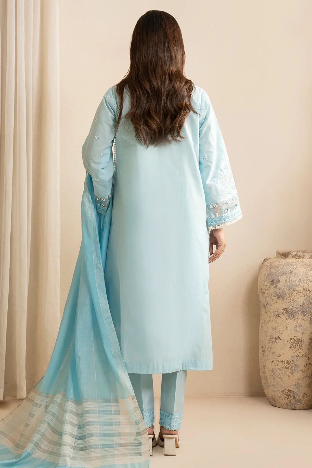 Embroidered Shirt Shalwar Dupatta - 0216 - Image 10