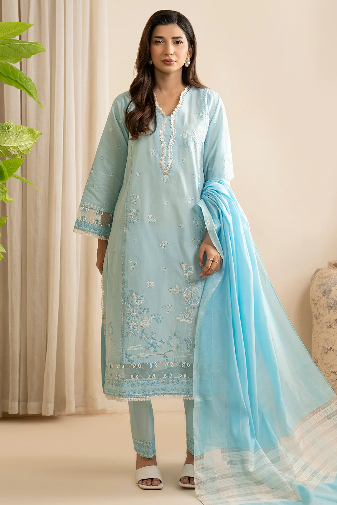 Embroidered Shirt Shalwar Dupatta - 0216 - Image 6