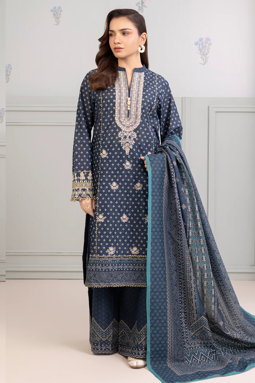 Embroidered Shirt Shalwar Dupatta - 0275 - Image 4