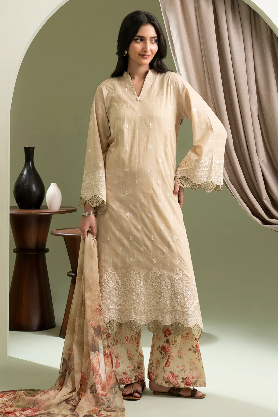Embroidered Shirt Shalwar Dupatta - 0285 - Image 2