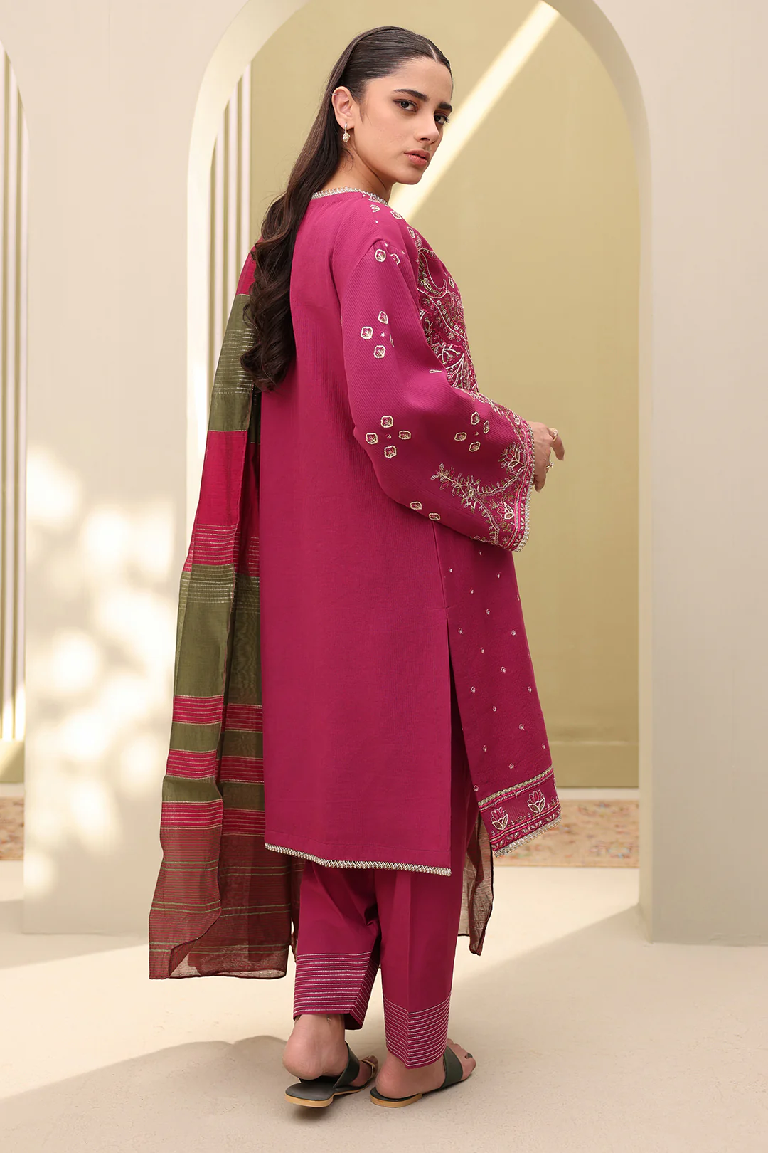 Embroidered Shirt Shalwar Dupatta - 0286 - Image 8