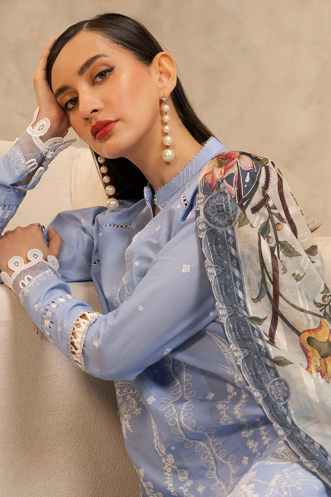 Embroidered Shirt Shalwar Dupatta - 0288 - Image 5