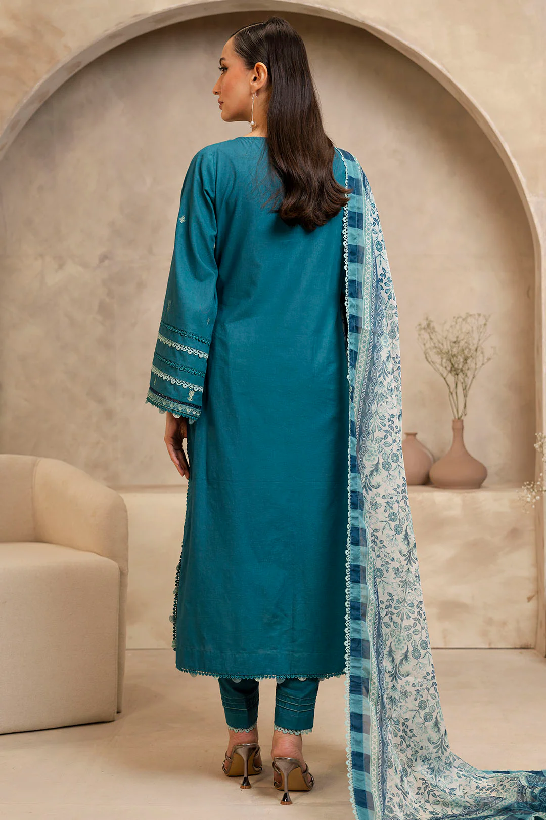 Embroidered Shirt Shalwar Dupatta - 0290 - Image 5