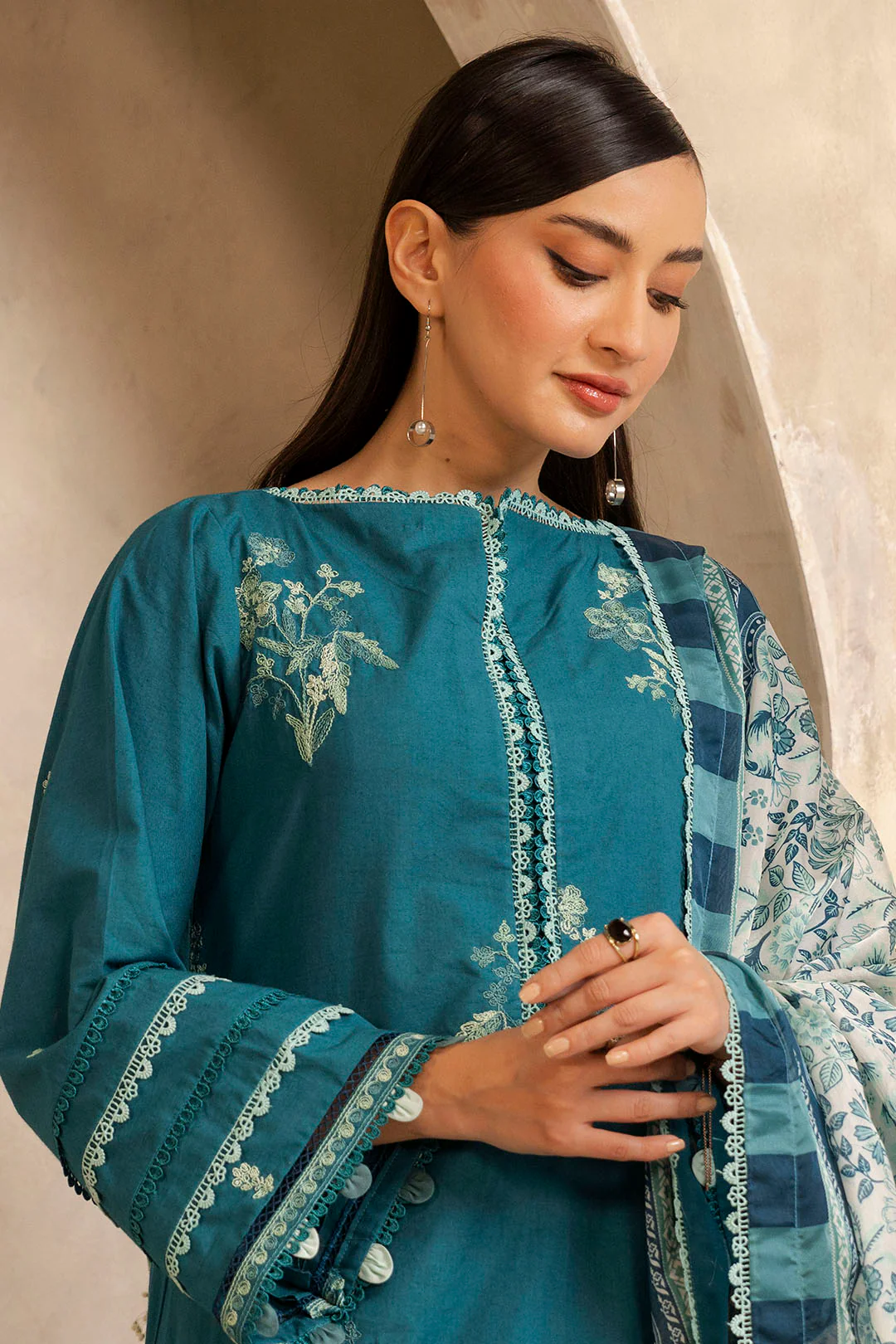 Embroidered Shirt Shalwar Dupatta - 0290 - Image 6