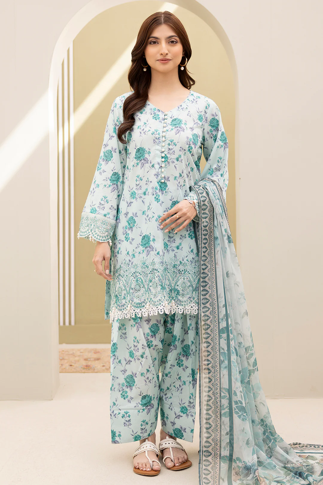 Embroidered Shirt Shalwar Dupatta - 0294 - Image 5